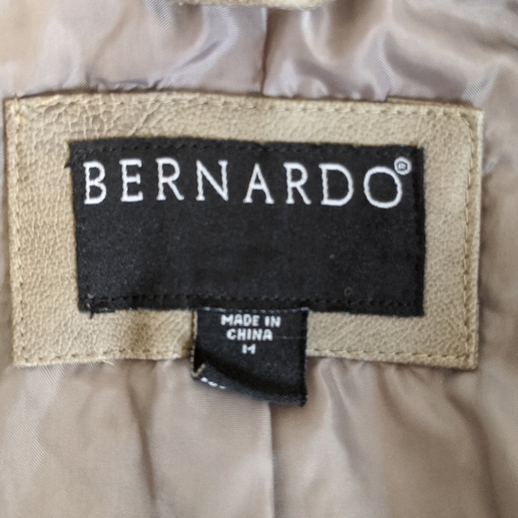 Bernardo Taupe Faux Leather Zipped Jacket Medium - Picture 5 of 8